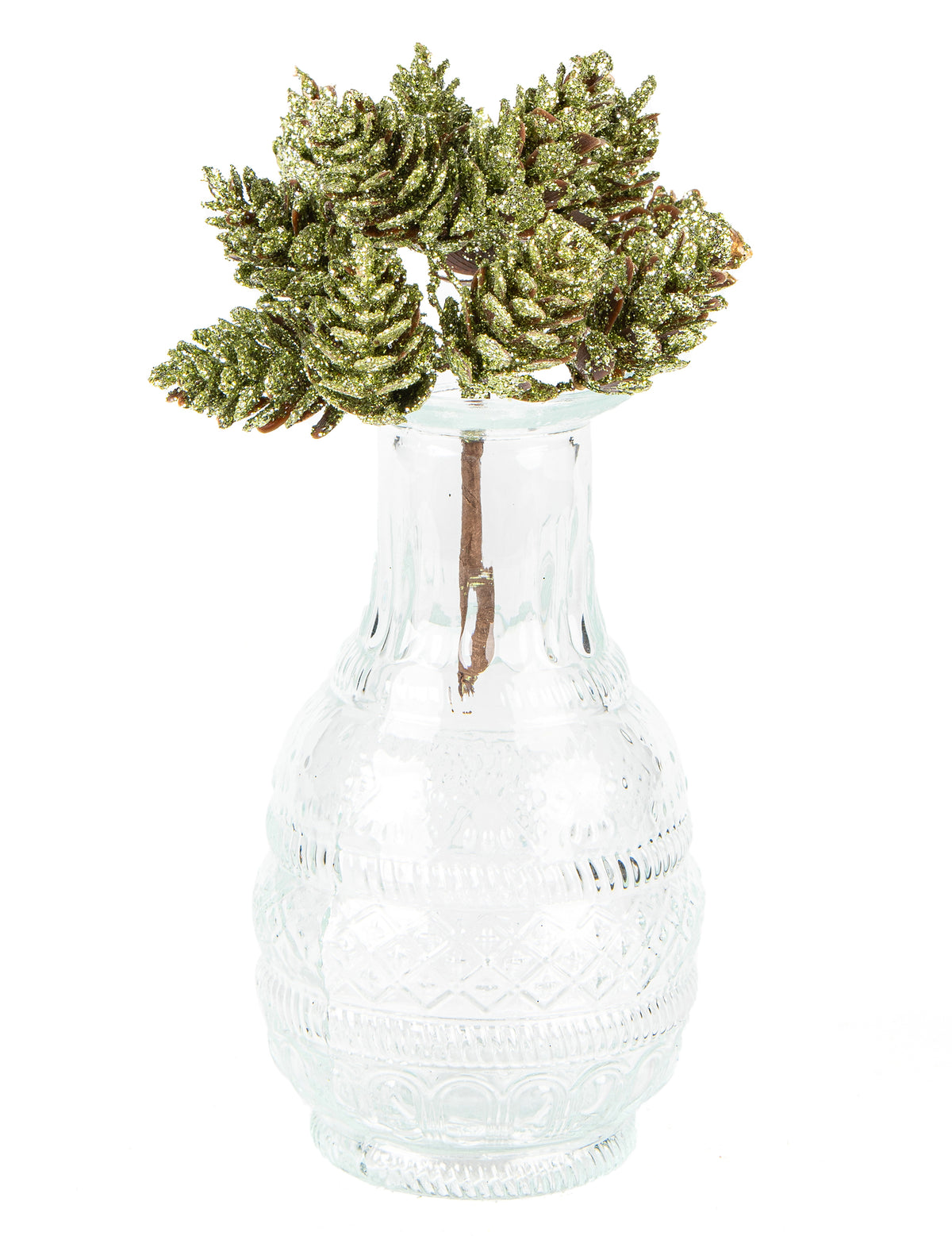 Mise en situation dans un vase du branchage 12 pommes de pin décoration de Noël