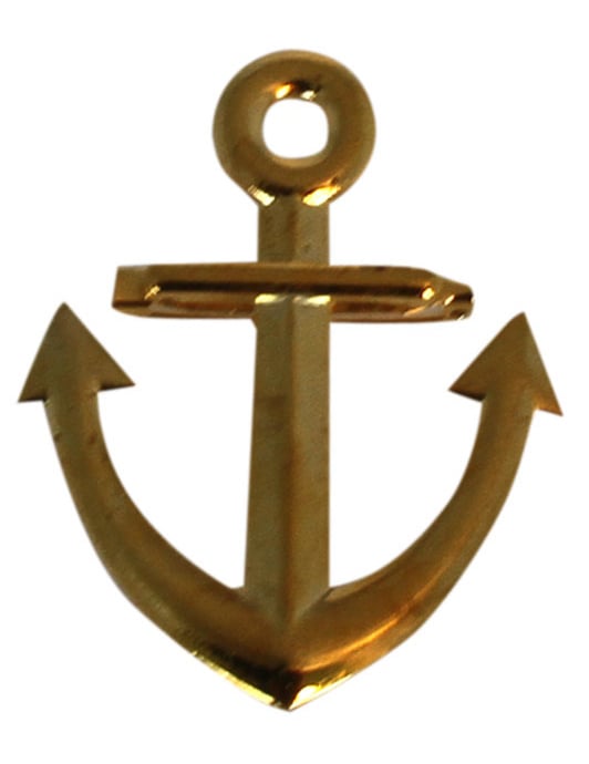 Broche âncora de marinheiro dourada para adulto