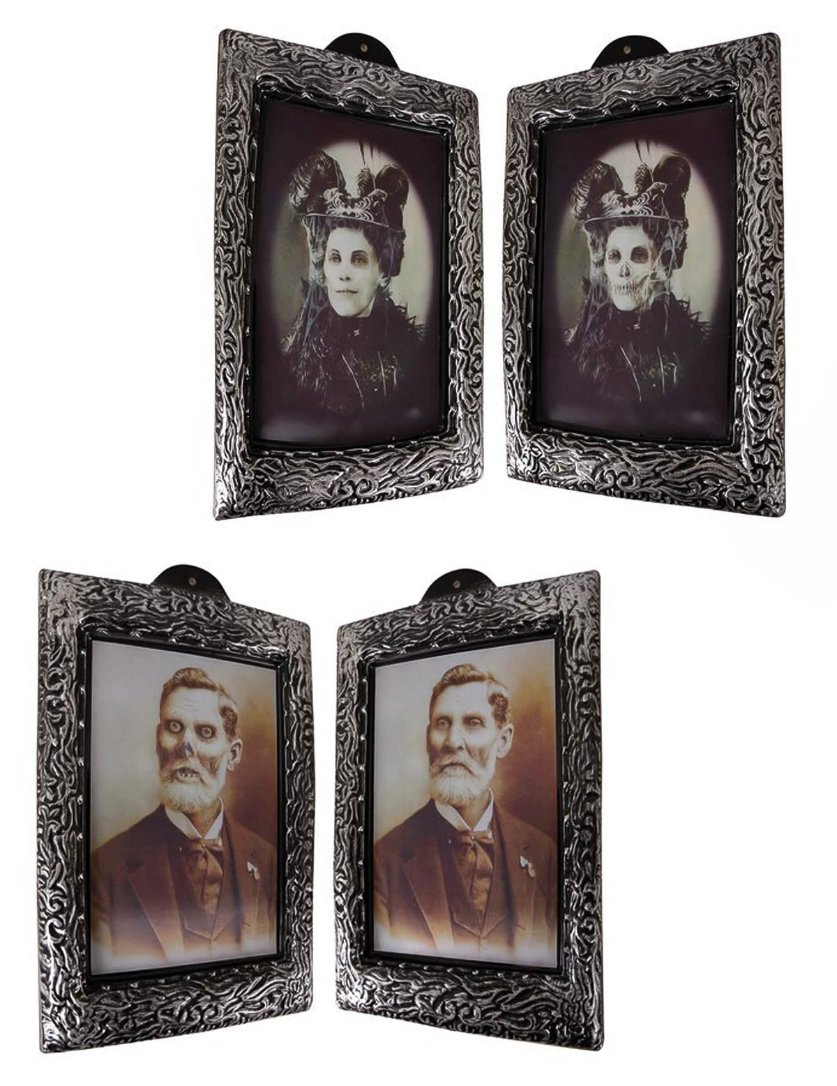 Moldura lenticular em formato vertical de vampiro halloween para decoração prateado com efeito de transformação