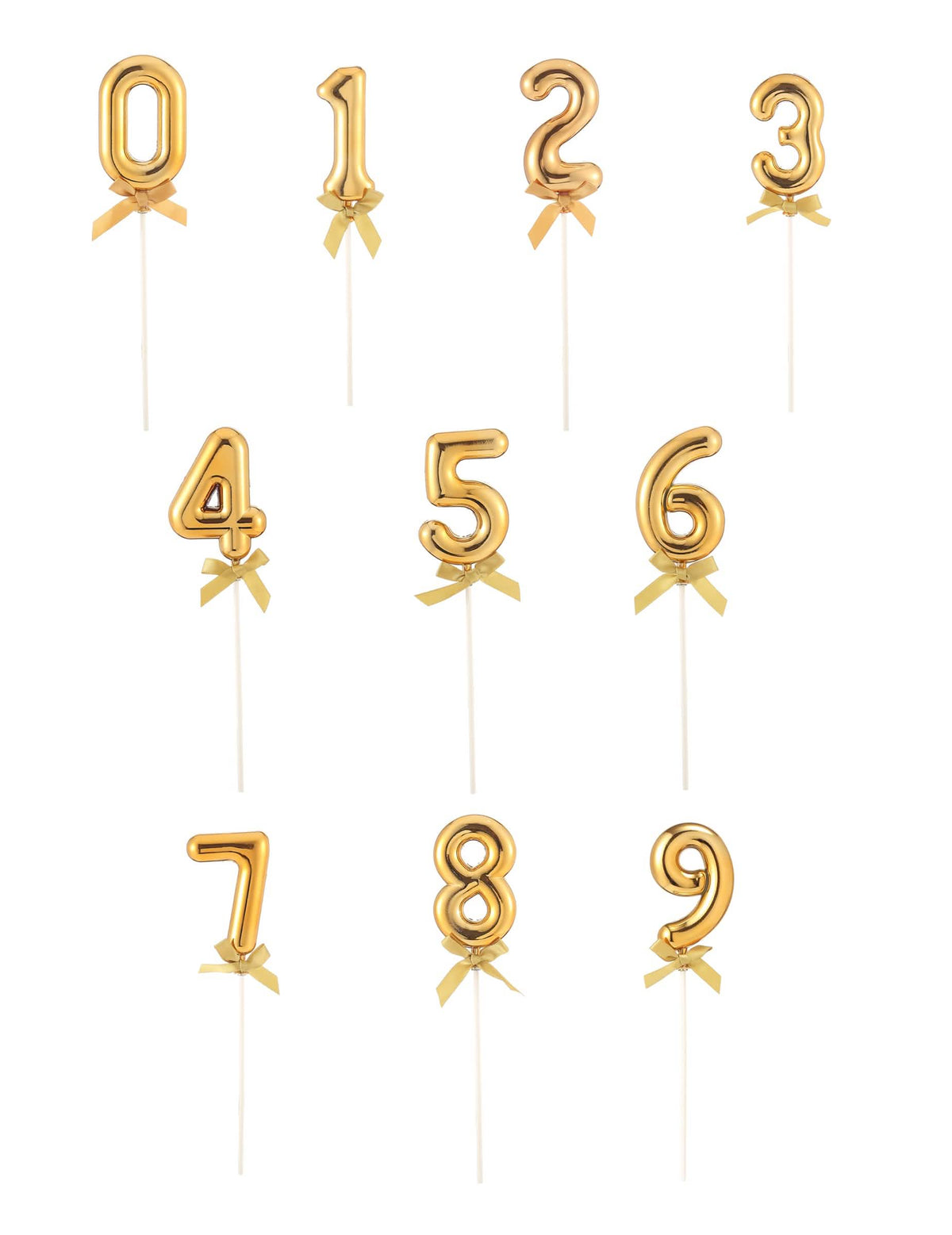 Cake topper em forma de número para aniversário dourado com laço