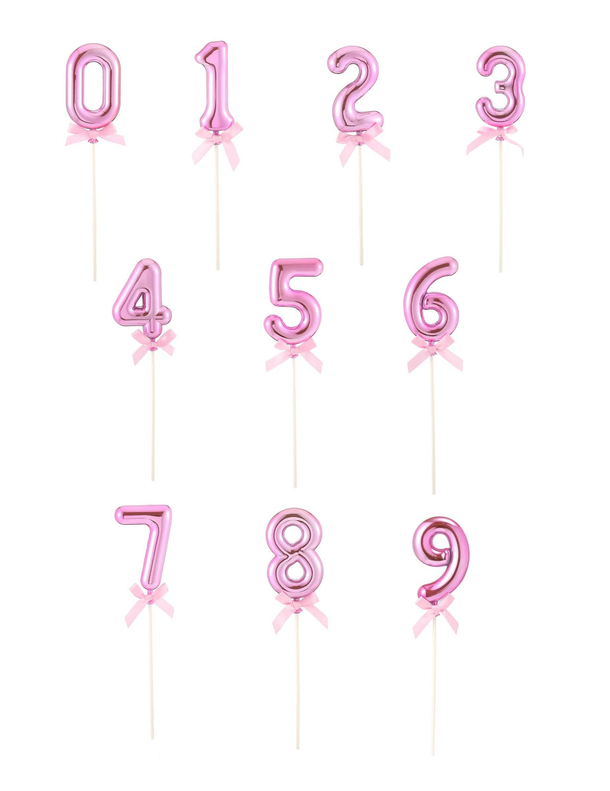 Cake topper chiffre para bolo de aniversário cor de rosa com laço
