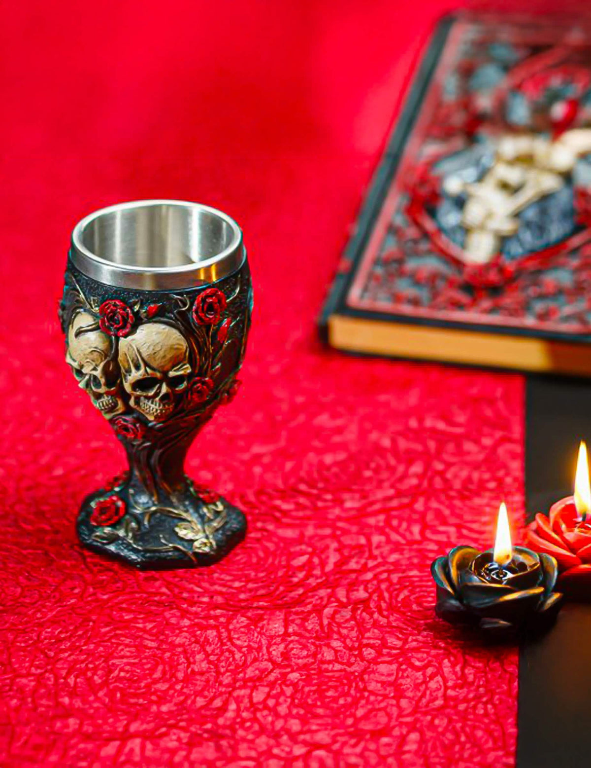 Cálice decorativo em resina gótico 7 x 7 x 14,5 cm