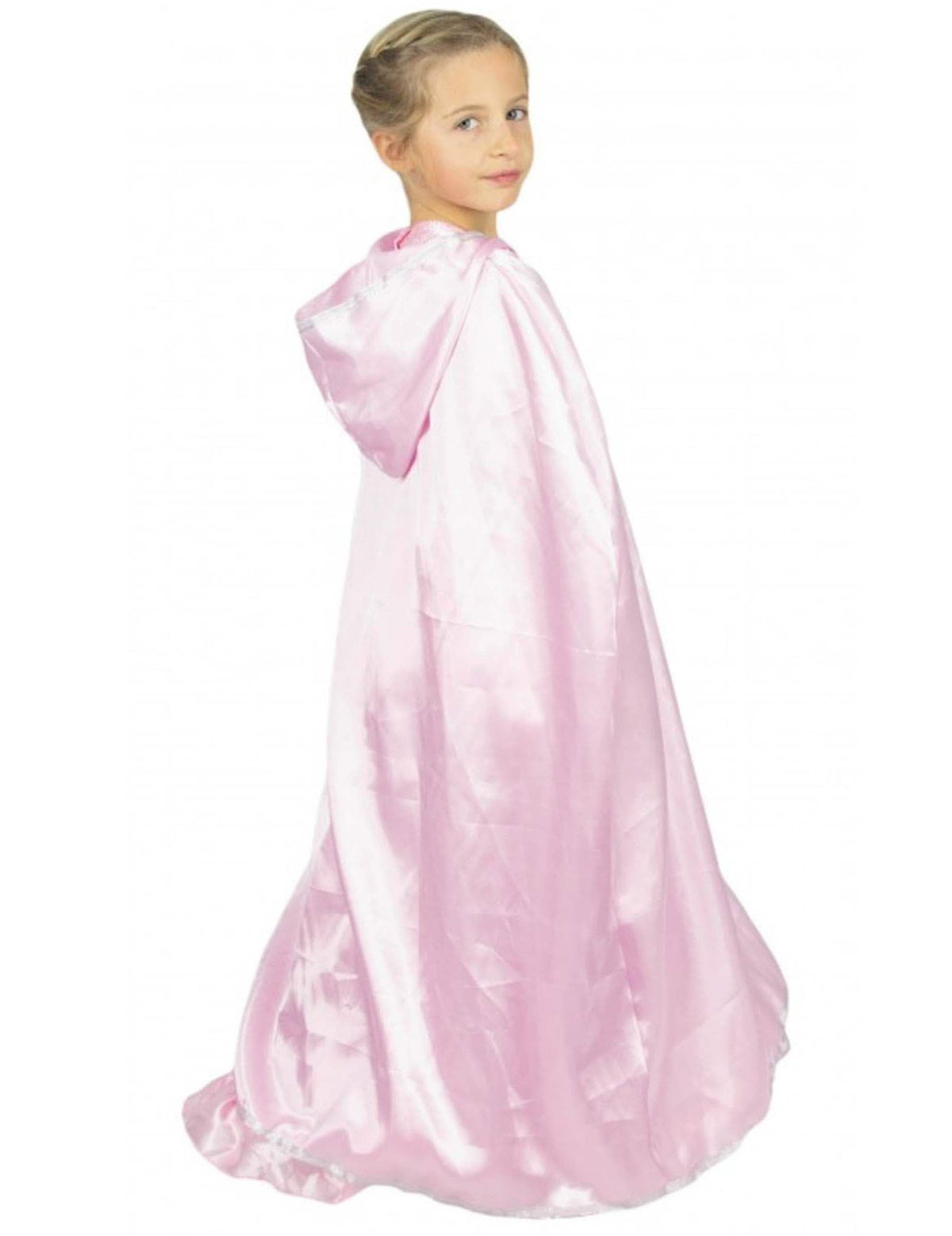 Capa de princesa sweet para criança cor de rosa acetinada com capuz