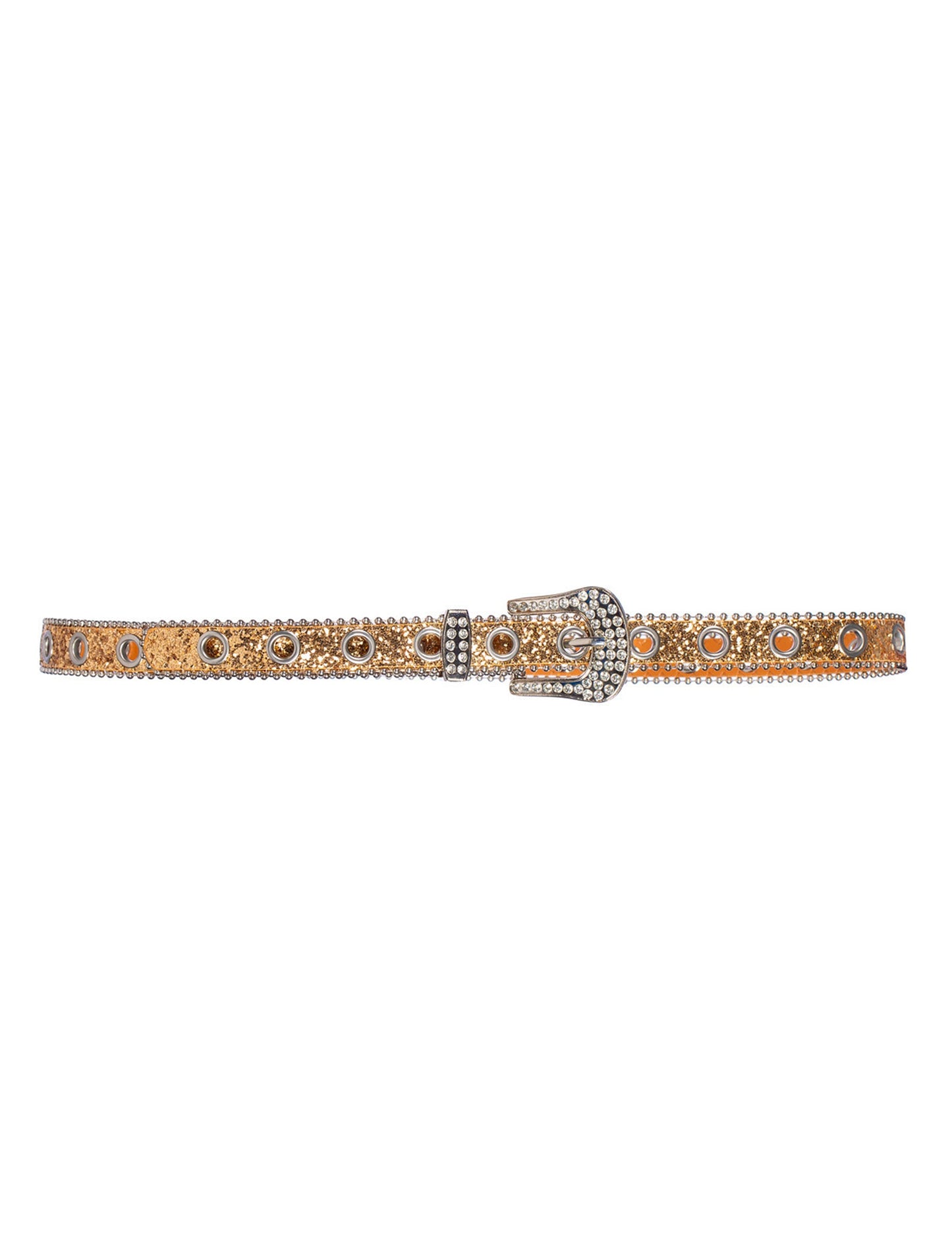 Cinto dourado com lantejoulas e fivela com strass para adulto