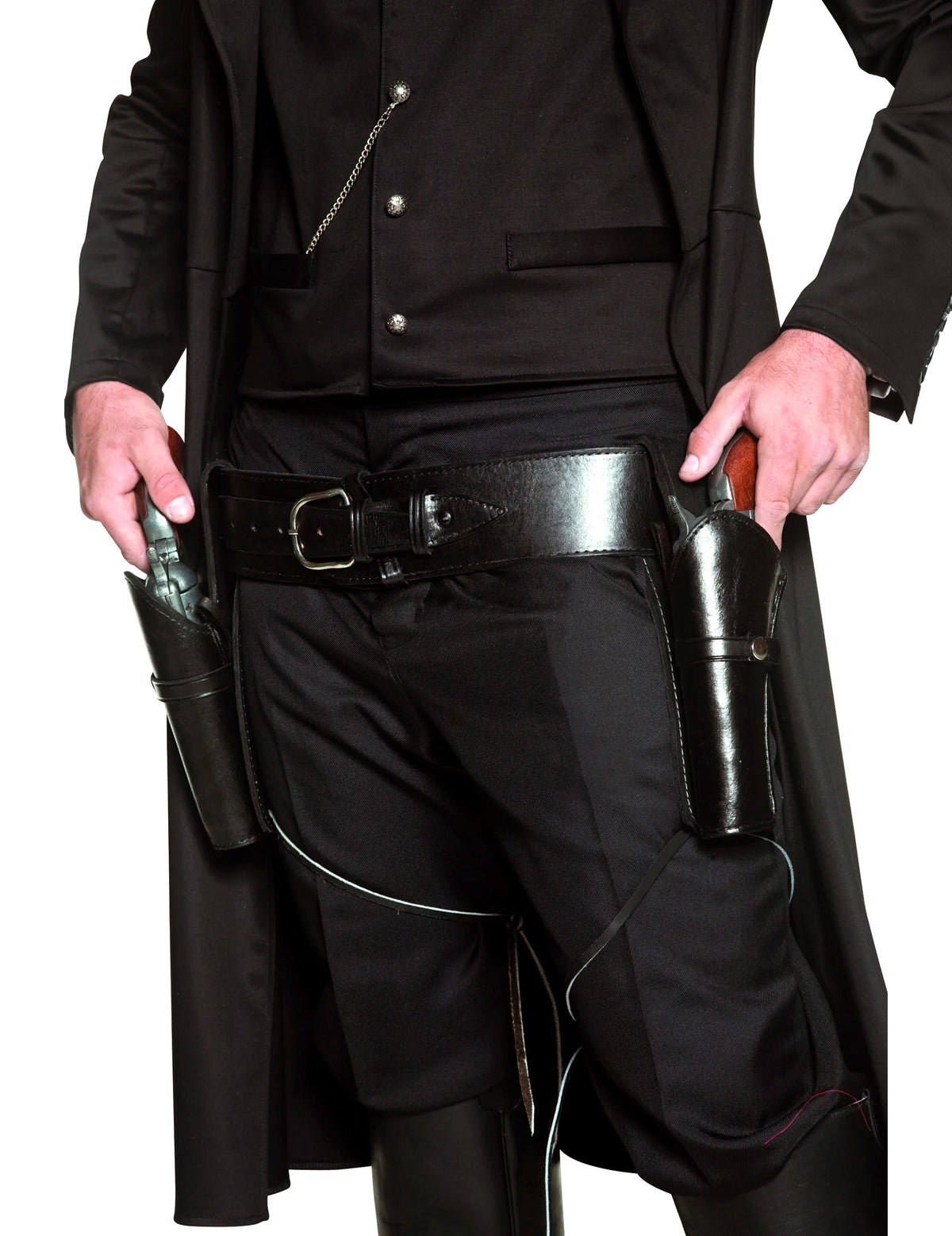 Ceinture de cowboy avec deux étuis pour adulte noire