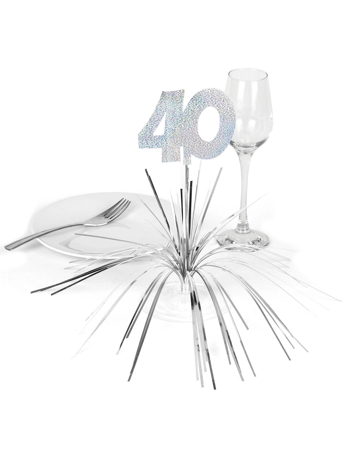 Encenação numa mesa de festa do centro de mesa 40 anos