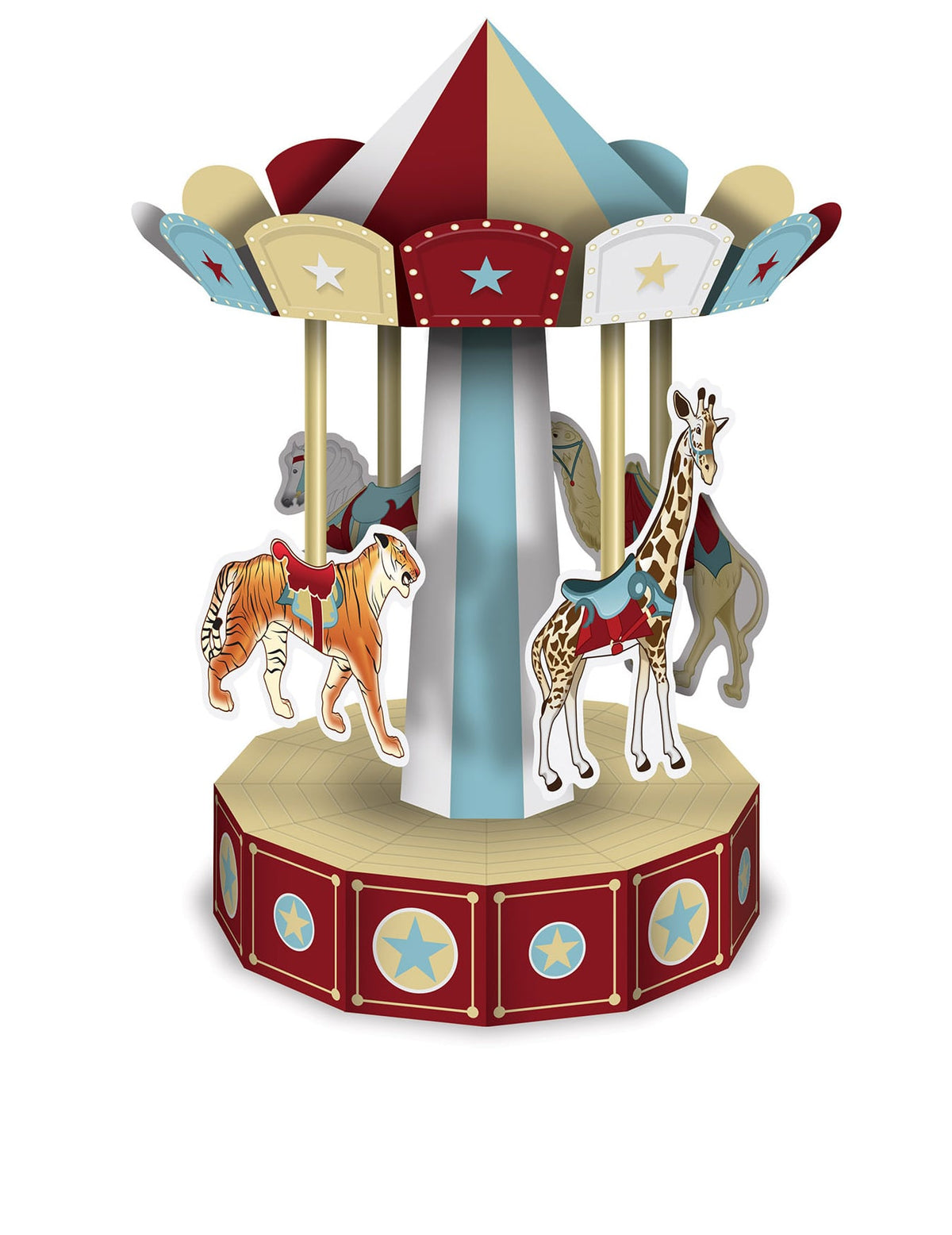 Centre de table en 3D Carrousel pour décoration de fête multicouleur à assembler