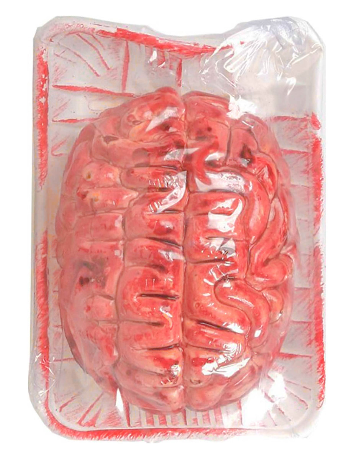 Cérebro ensanguentado de halloween para decoração cor de rosa e vermelho sob tabuleiro