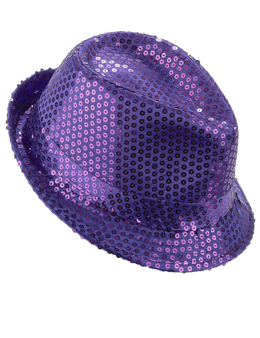 Chapéu borsalino com lantejoulas lilás adulto