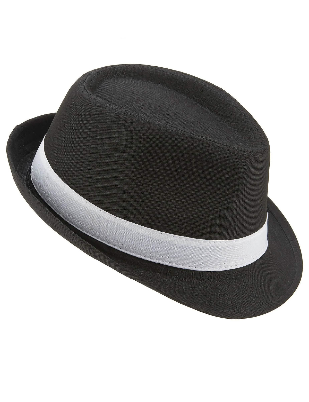 Chapéu borsalino preto com faixa branca adulto