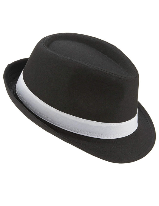 Chapéu borsalino preto com faixa branca adulto