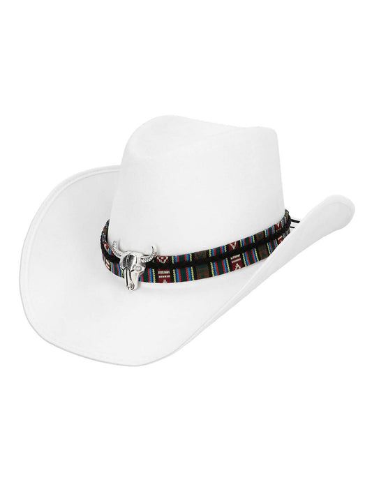 Vue de trois-quarts du chapeau de cowboy à tête de buffle pour adulte