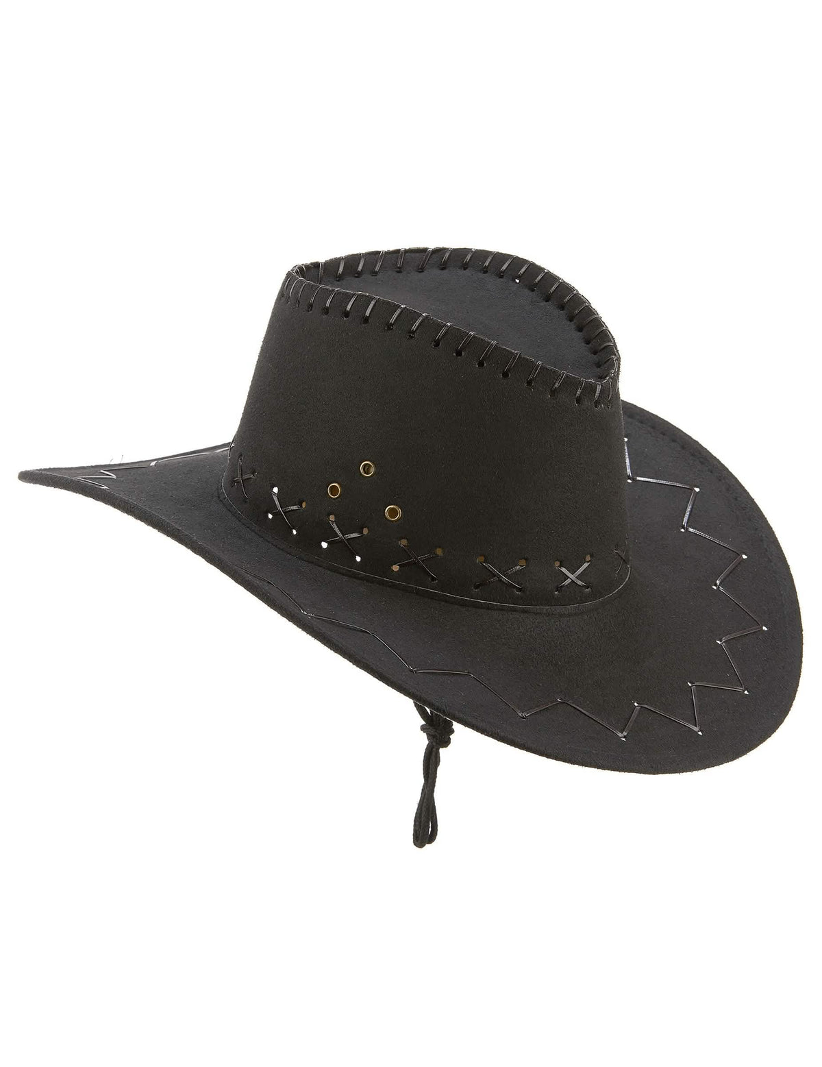 Vista de perfil do chapéu de cowboy adulto preto em camurça