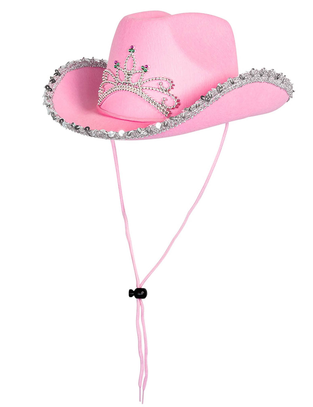 Detalhe do cordão de aperto do chapéu de cowgirl princesa