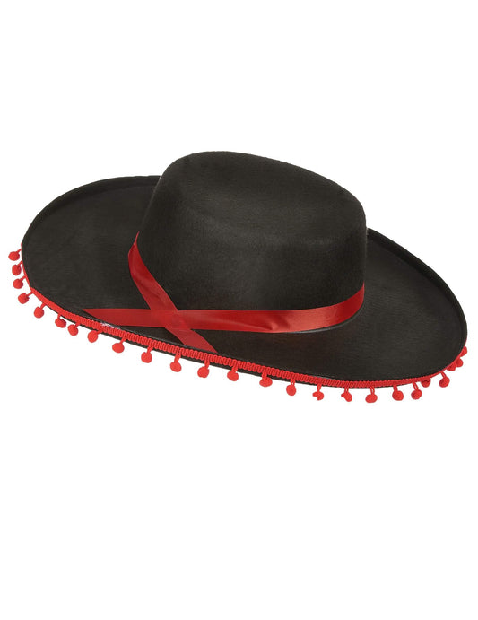 Chapéu espanhol preto e vermelho