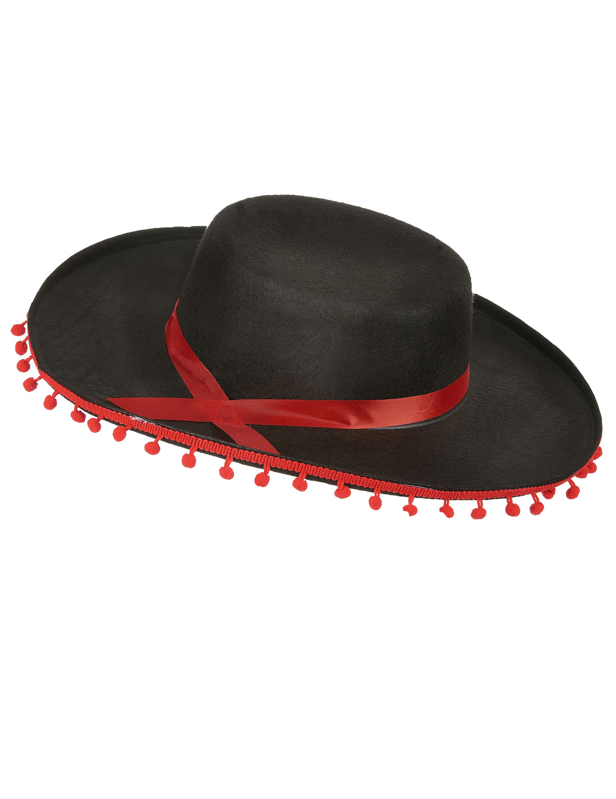 Chapéu espanhol preto e vermelho