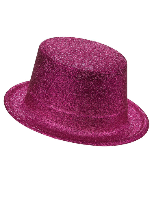 Chapéu alto plástico brilhante cor-de-rosa adulto