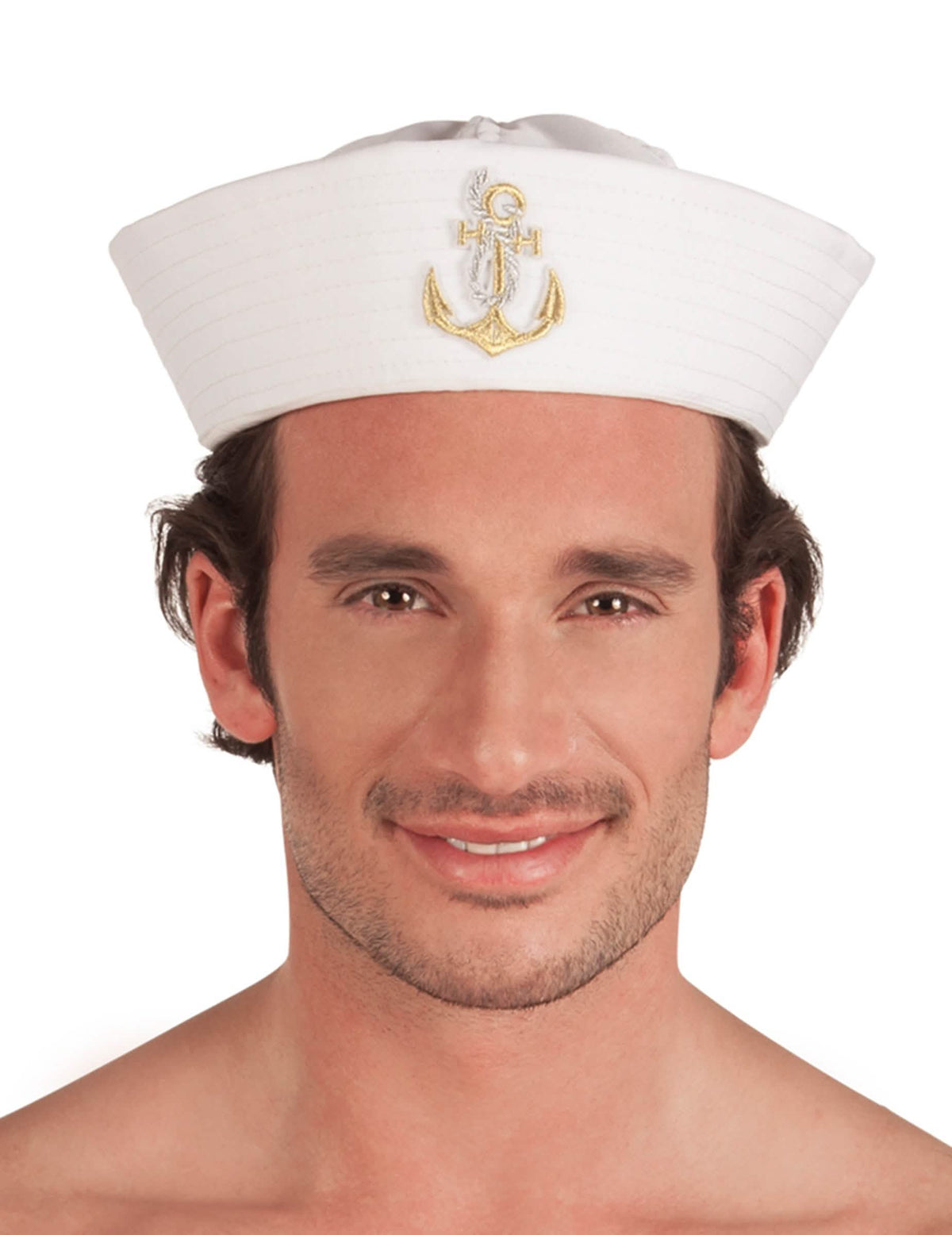 Chapéu de marin com âncora dourada para adulto branco