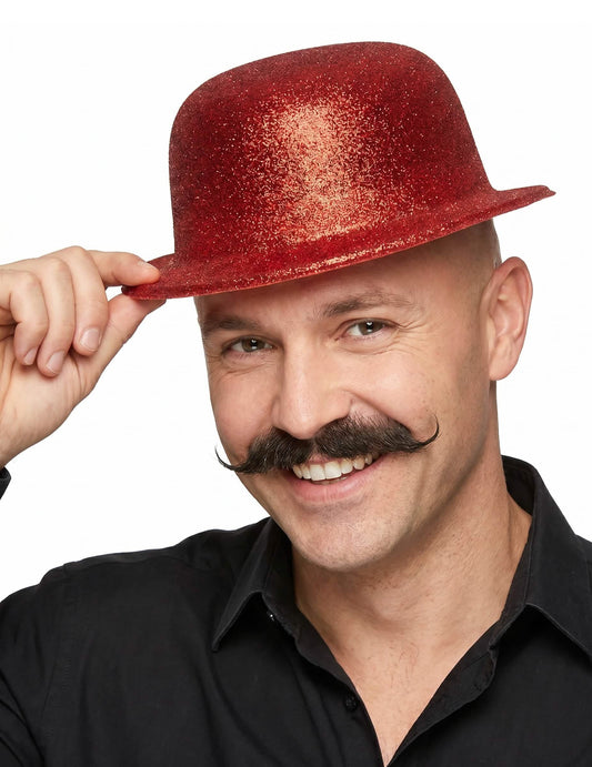 Chapéu coco plástico brilhante vermelho adulto