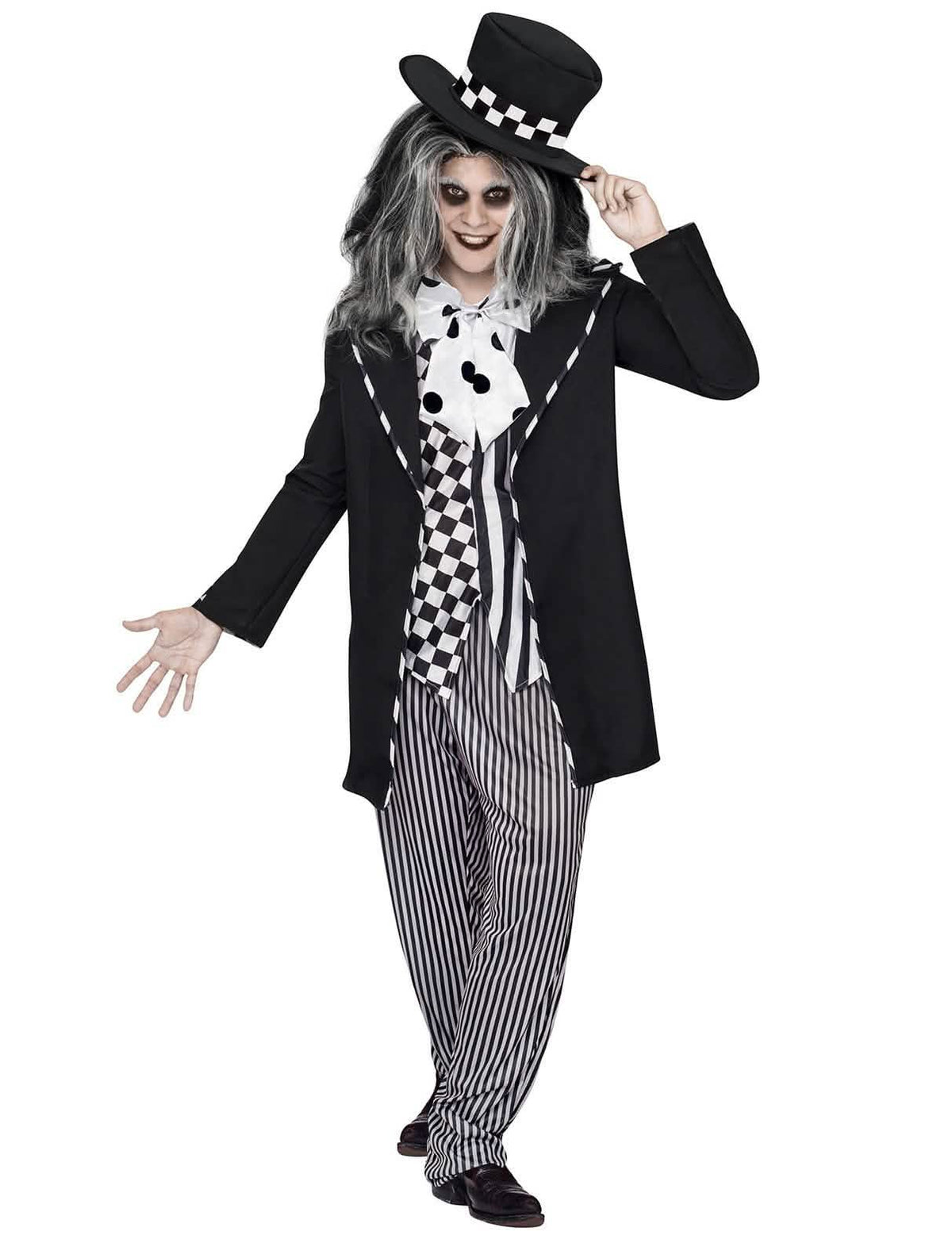 Déguisement de chapelier fou conte de fée halloween para homem black and white