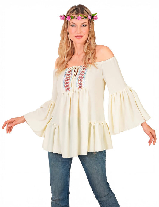 Camisa hippie dos anos 60 para mulher