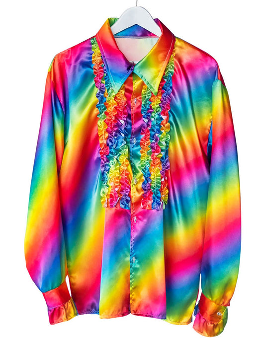 Camisa disco arco-íris adulto