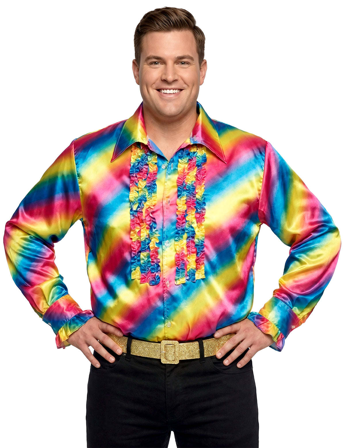 Camisa disco arco-íris adulto