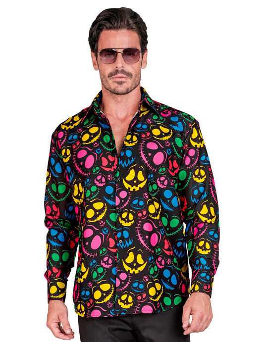 Camisa fantasma fluorescente para homem