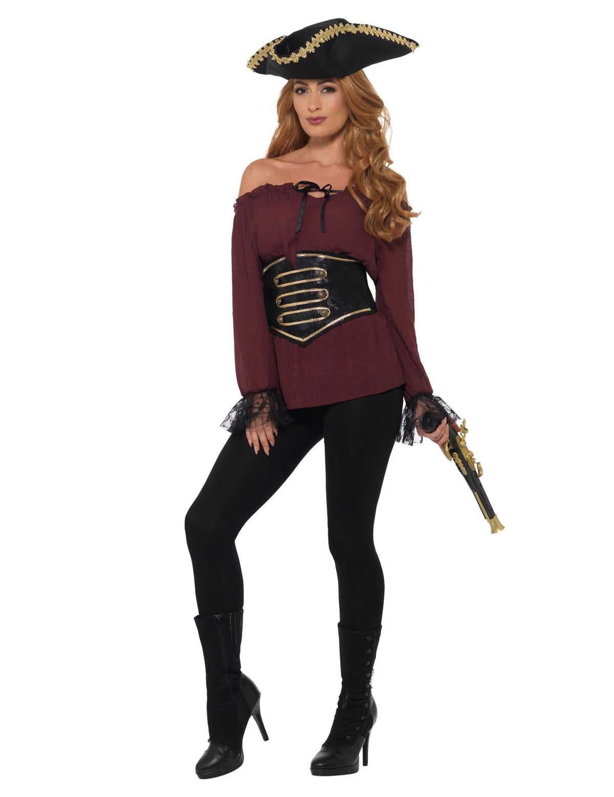 Vue de face de la chemise de pirate pour femme
