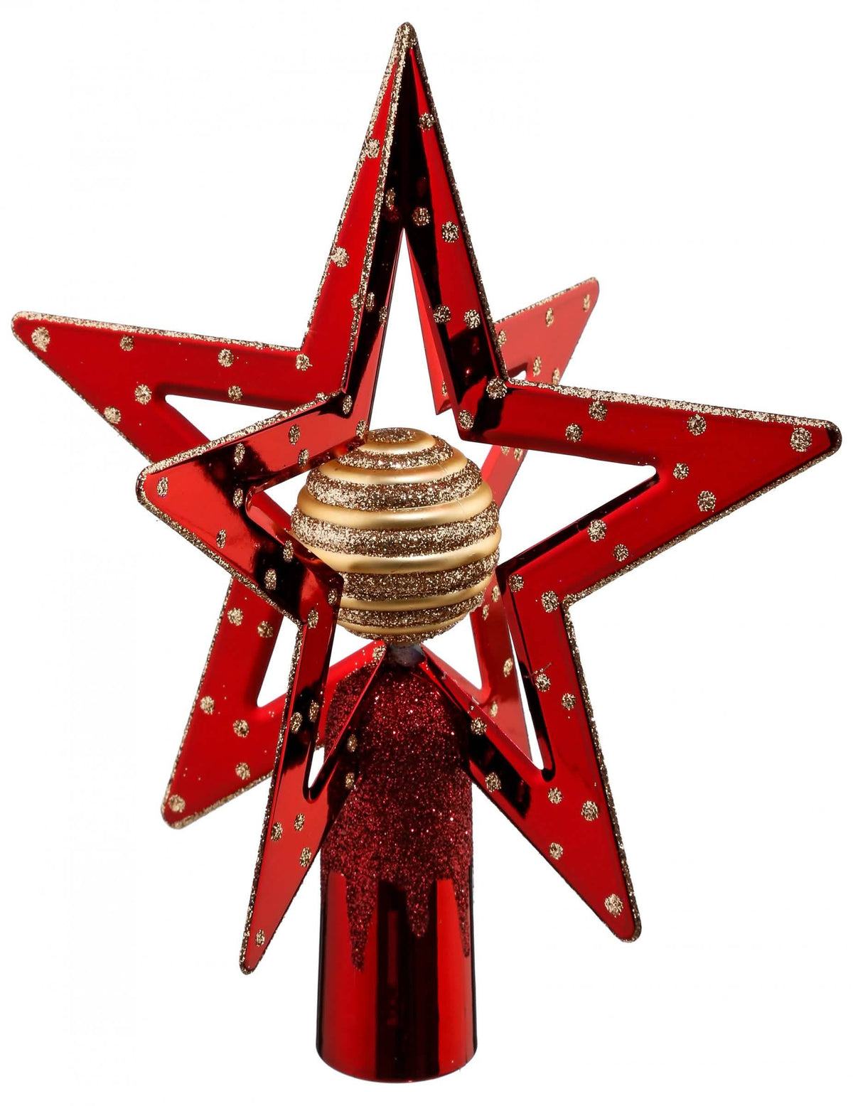 Cimier de natal vermelho estrelado para decoração de natal com lantejoulas