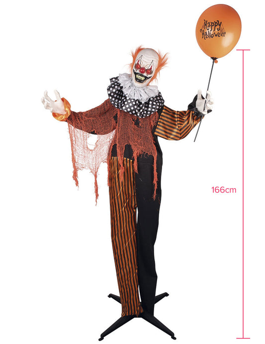 Vue d'ensemble avec indication de la hauteur du clown maléfique animé sur pied
