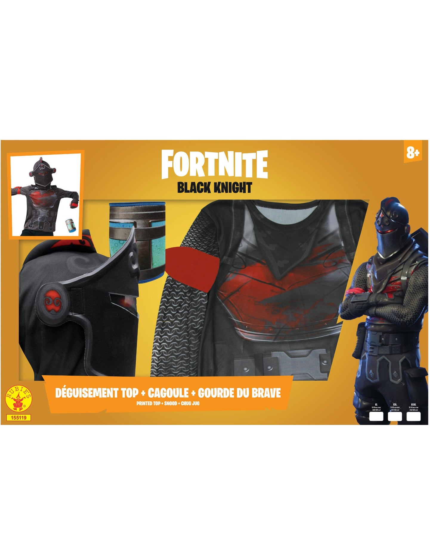 Détails du coffret du déguisement Black Knight Fortnite pour adolescent