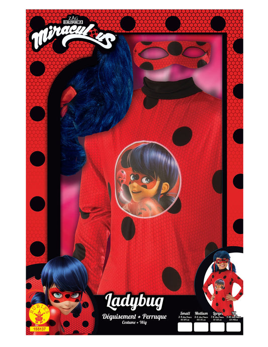Contenu du coffret du déguisement classique Ladybug pour fille