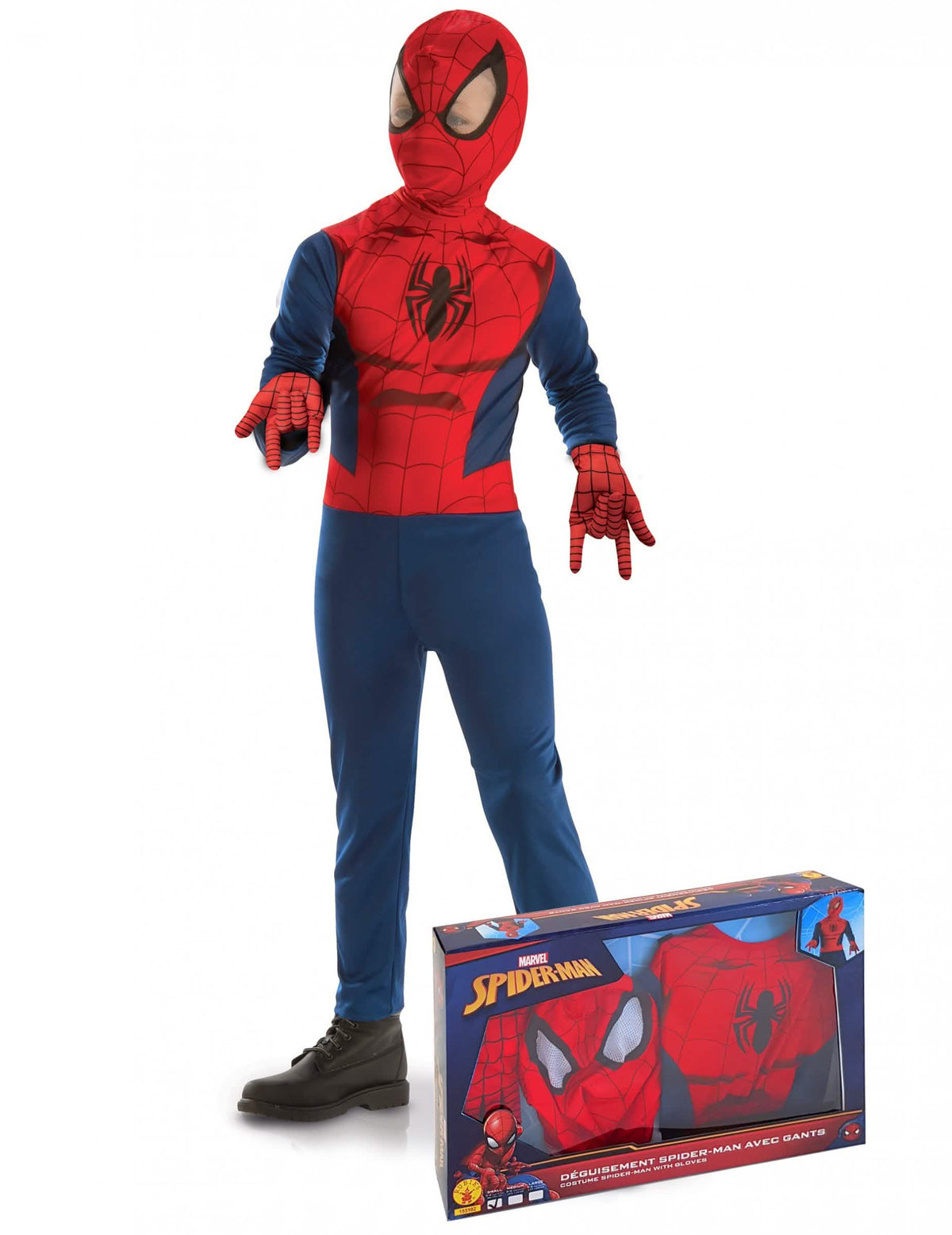 Conjunto clássico Spiderman para menino vermelho e azul com luvas