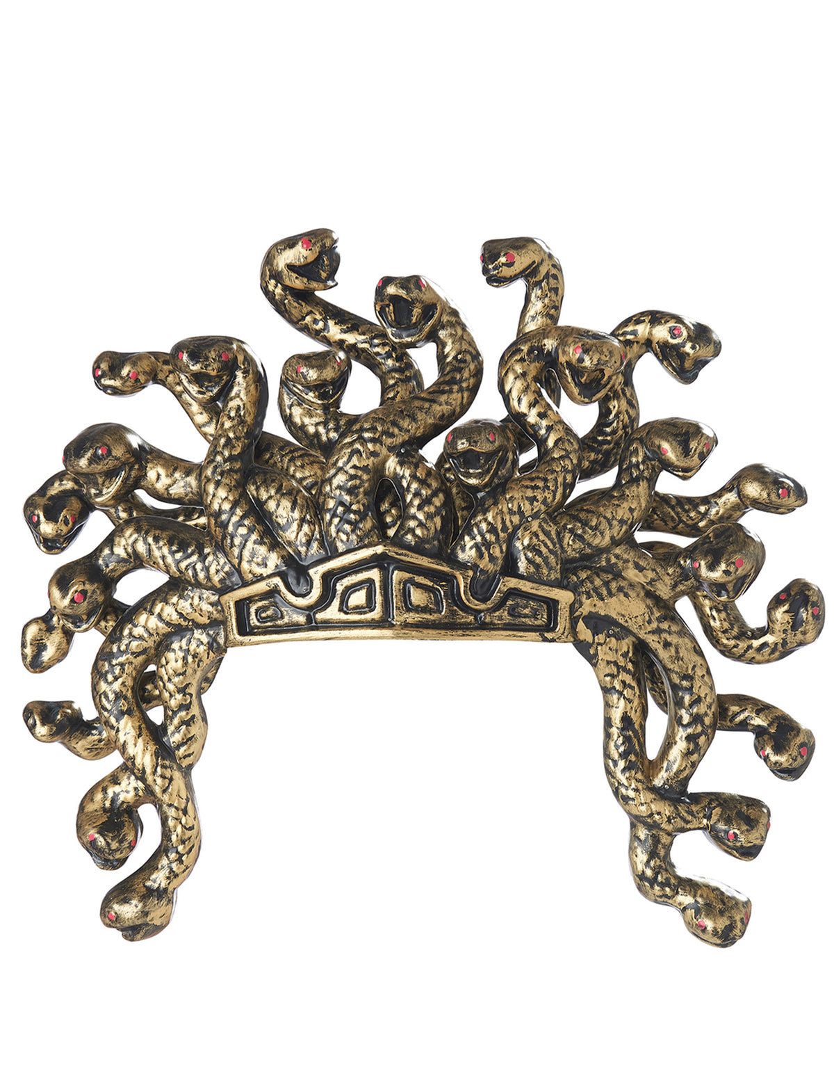 Coiffe Méduse pour femme dorée avec têtes de serpents