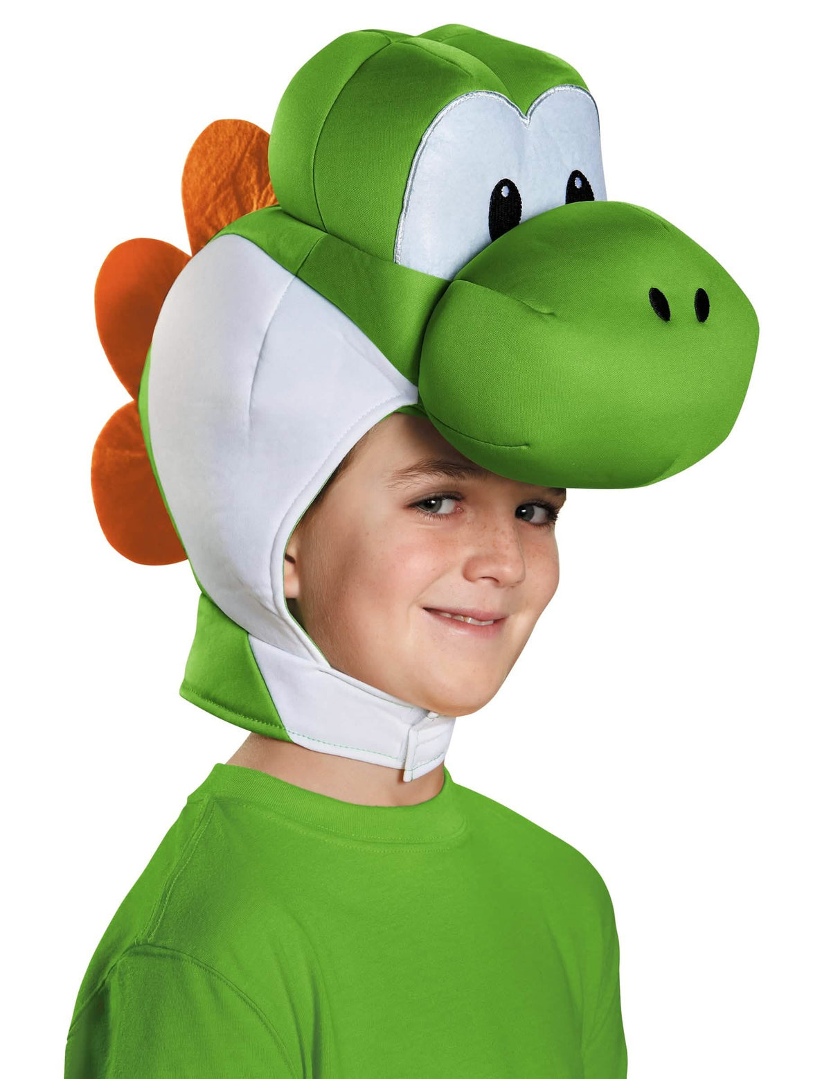 Coifa Yoshi Nintendo® para crianças verde e branco com crista cor de laranja