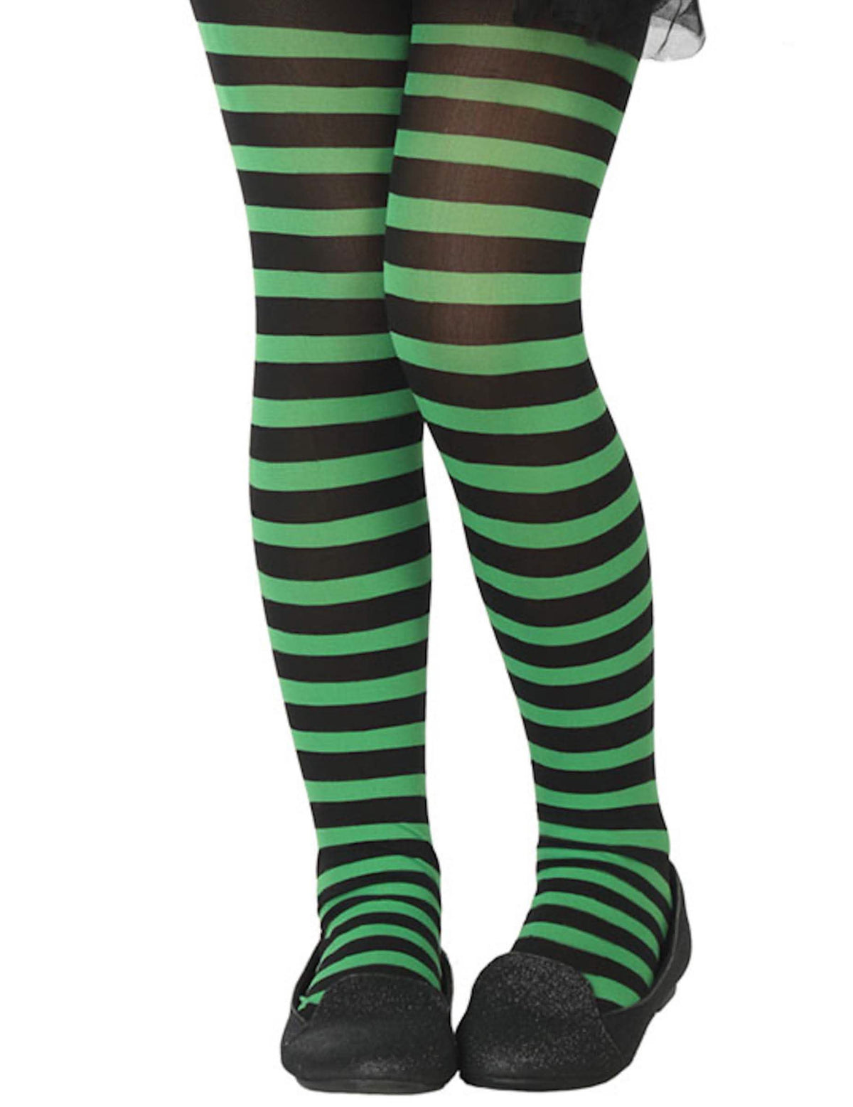 Collants às riscas para criança verde e preto