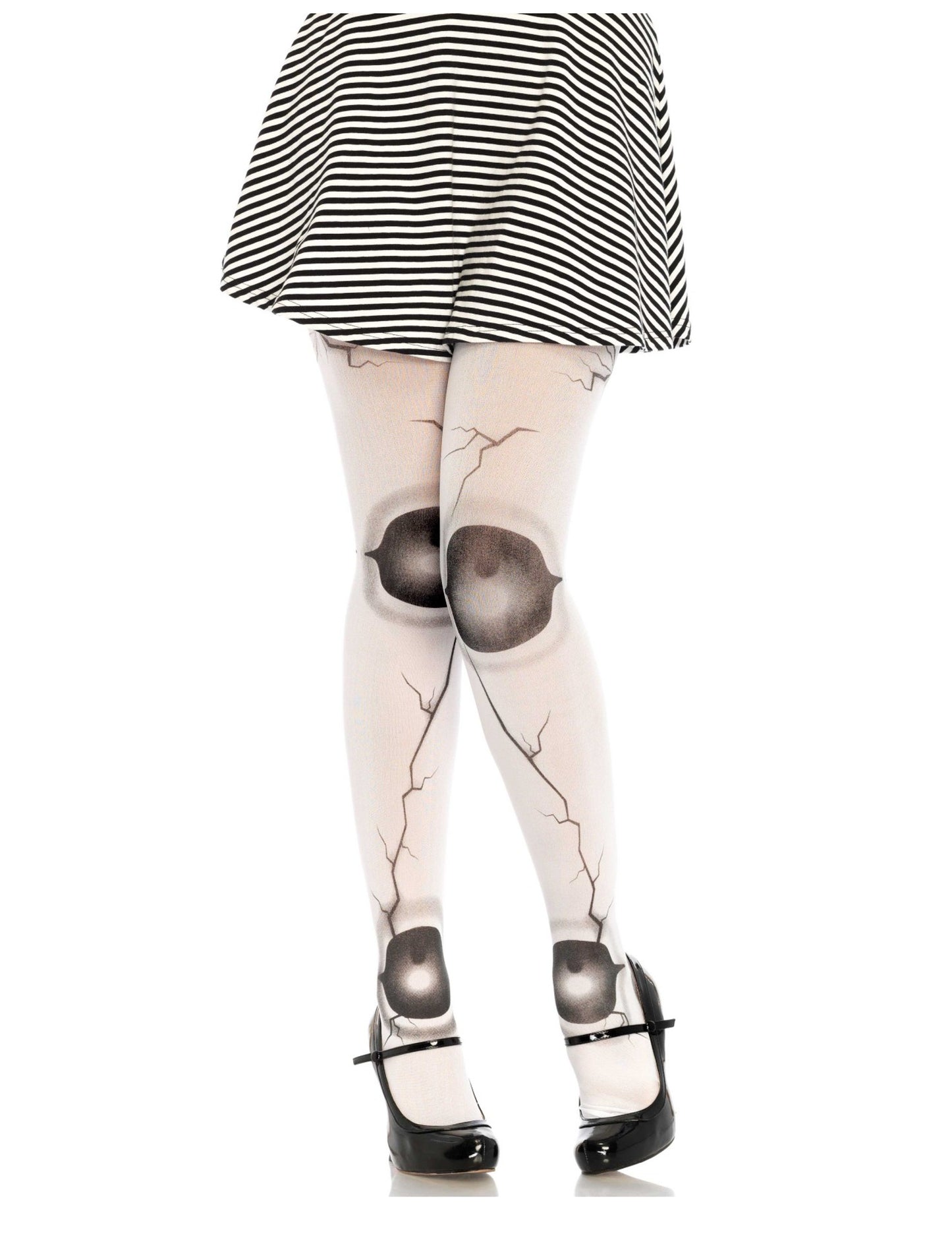 Collants poupée articulée fissurée pour femme blanc