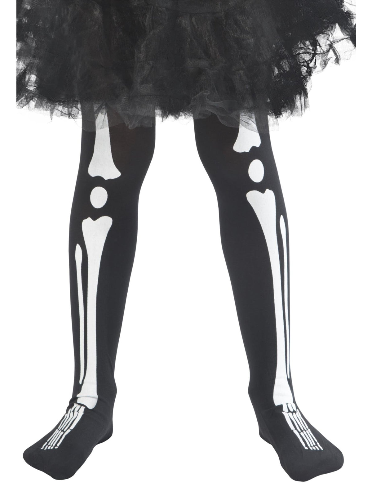 Grande plano do estampado de ossos das pernas das collants de esqueleto halloween