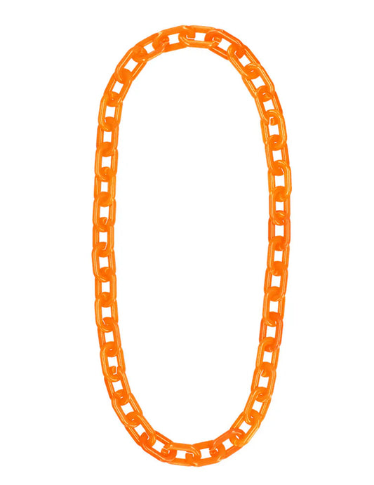 Colar de corrente larga laranja néon