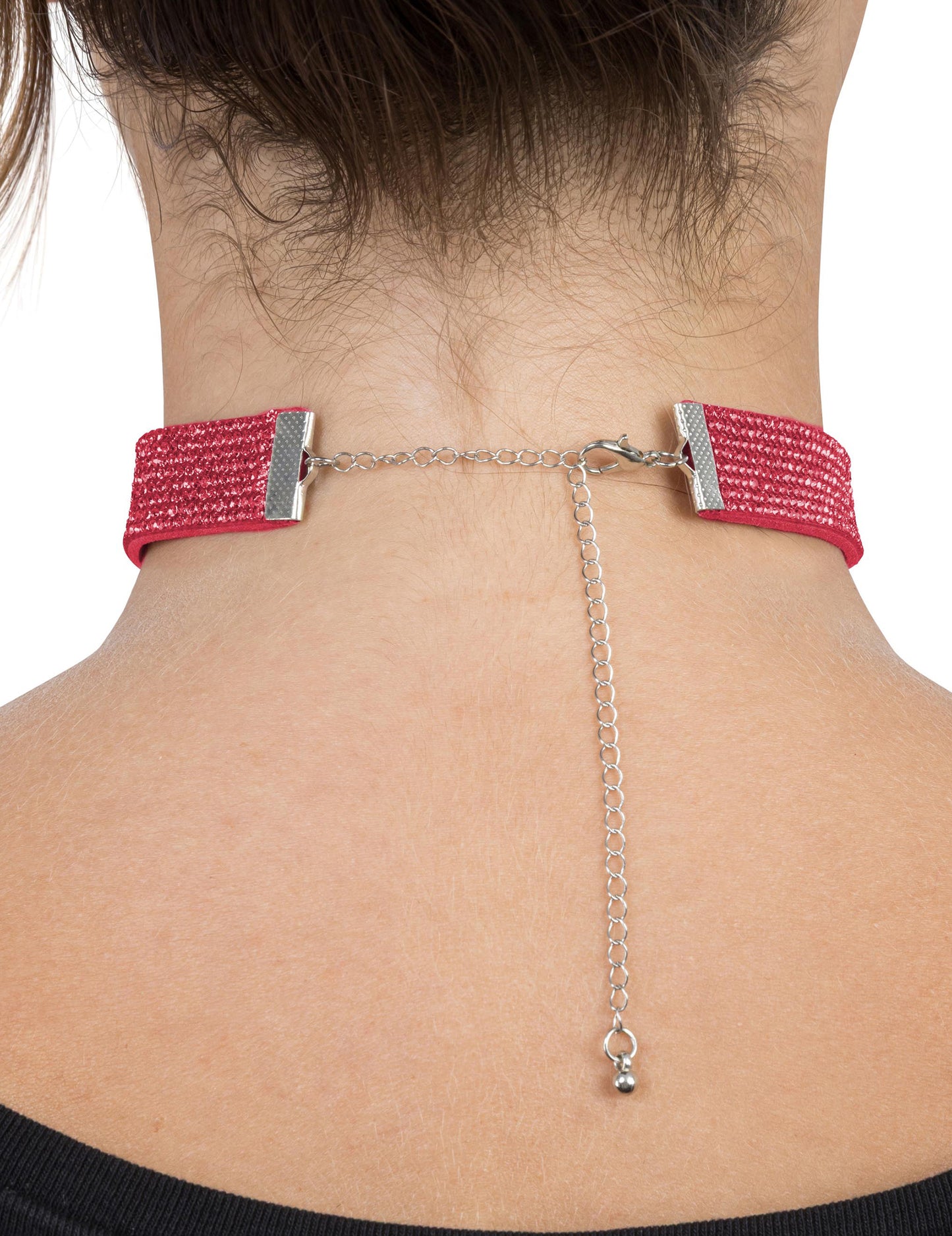 Gargantilha com strass vermelhos adulto