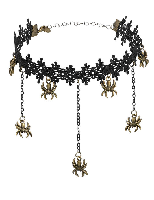 Détail des araignées suspendues du collier ras de cou avec araignées pour adulte