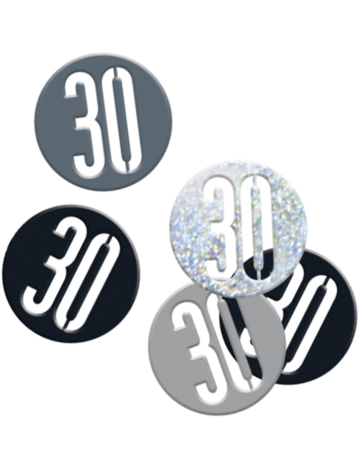 Confettis idade 30 anos para aniversário cinzento e negros