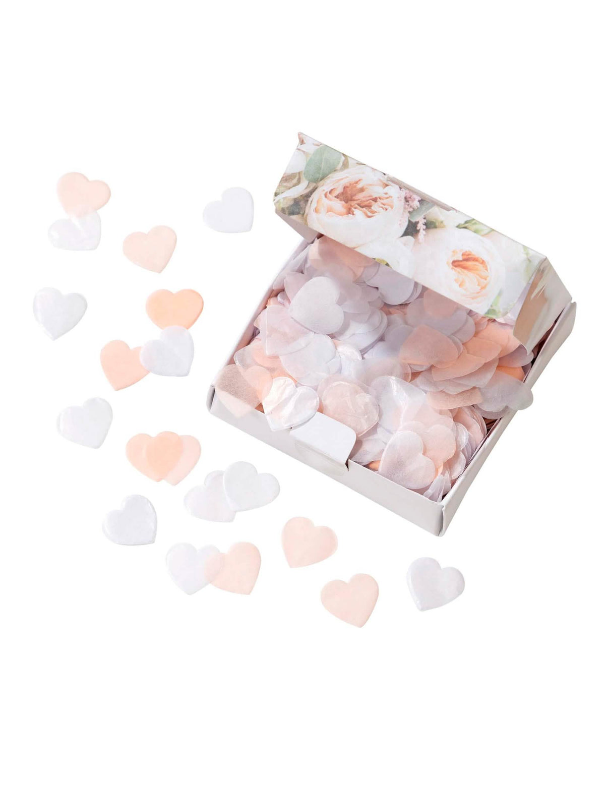 Confettis corações rosa pastel e brancos 20 g biodegradáveis