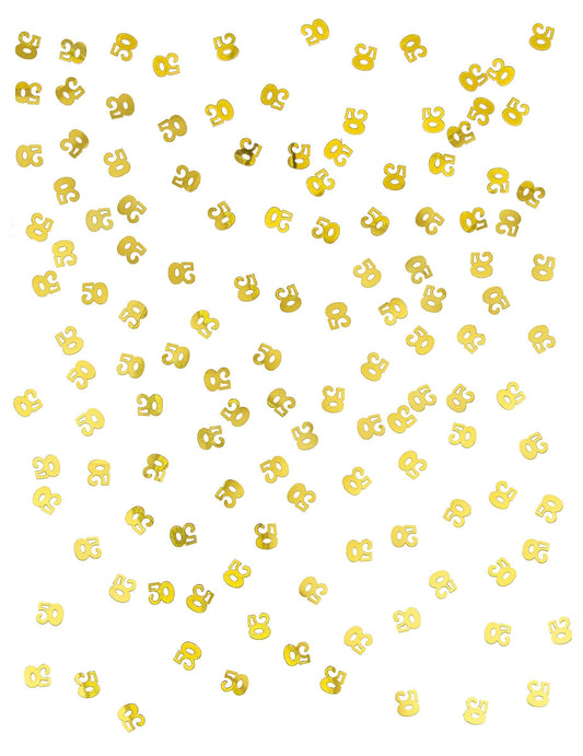 Vue d'ensemble des confettis de table 50 pour décoration d'anniversaire