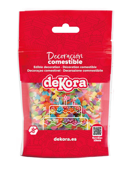 Confetes de açúcar corações multicoloridos 100 g, decorações comestíveis