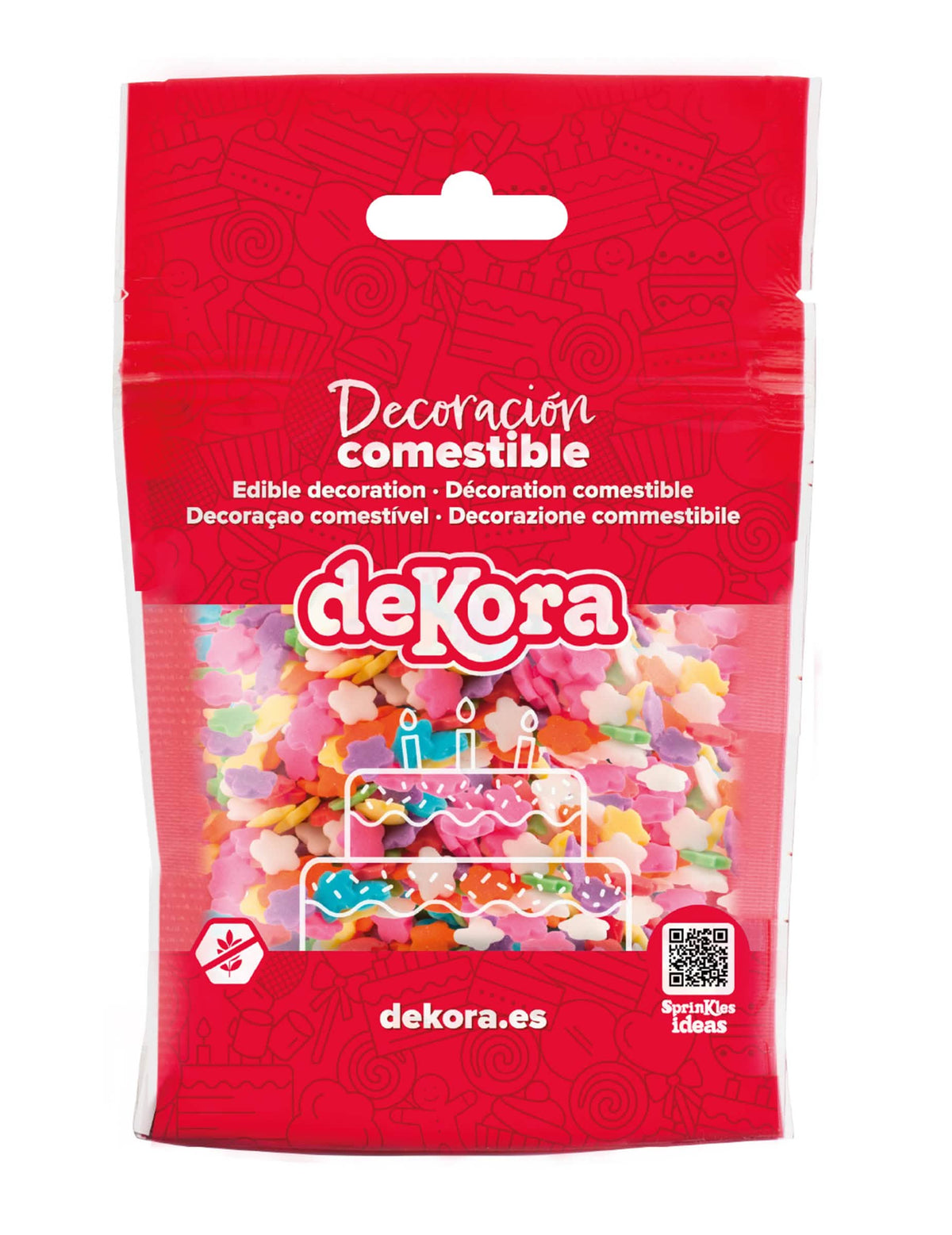 Confetes de açúcar estrelas multicoloridas 100 g para bolo