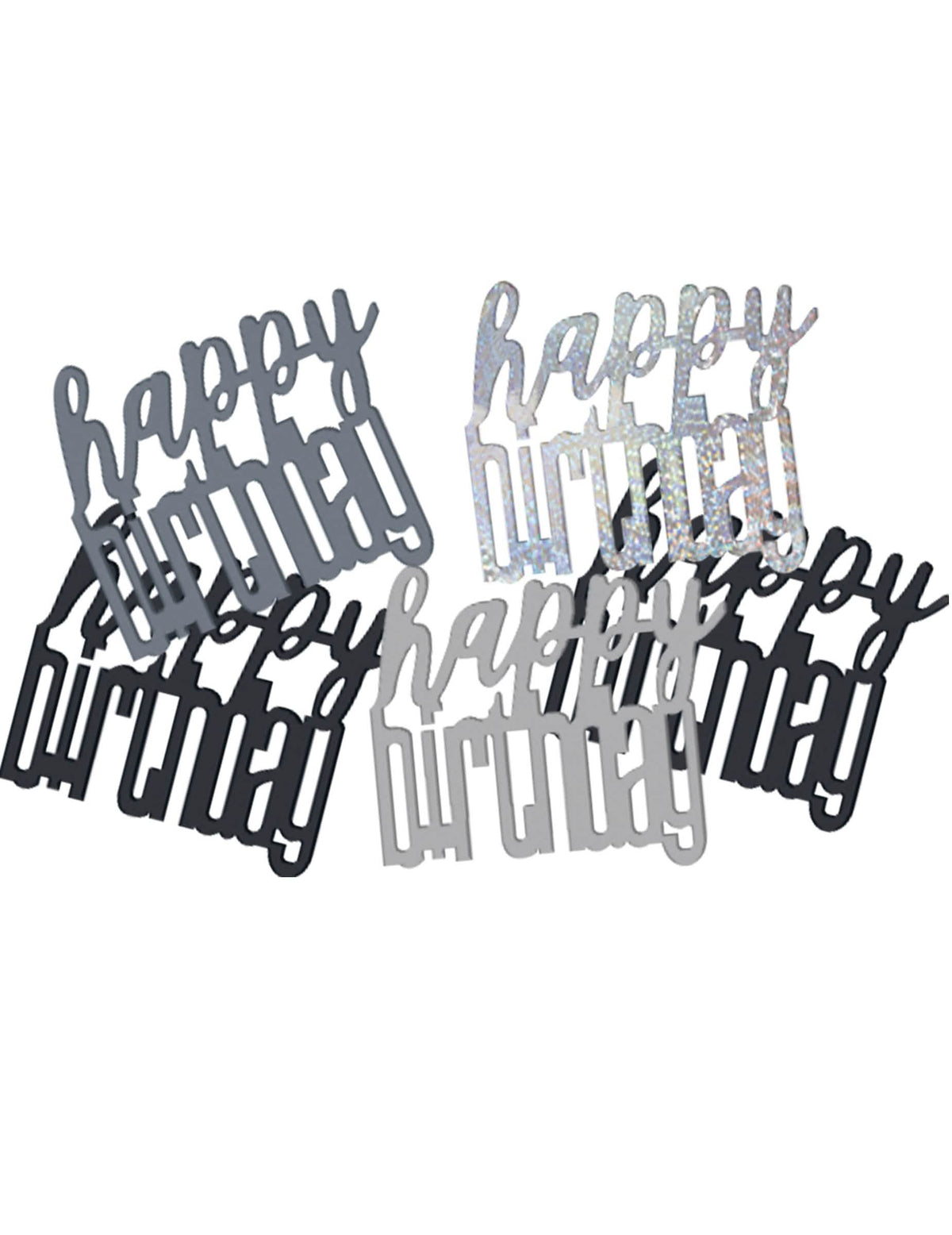 Confettis Happy Birthday para festa cinzento e preto