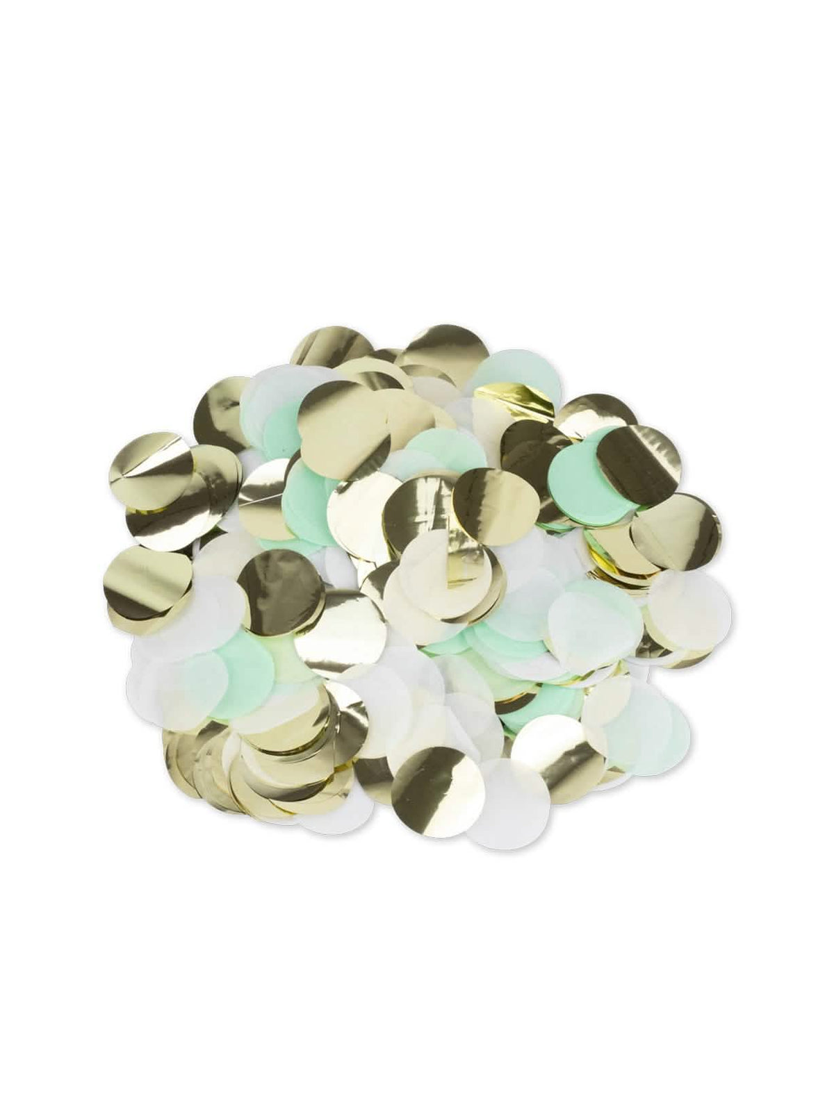Confettis en papel decoração de mesa chique para festa mentolado, branco e dourados