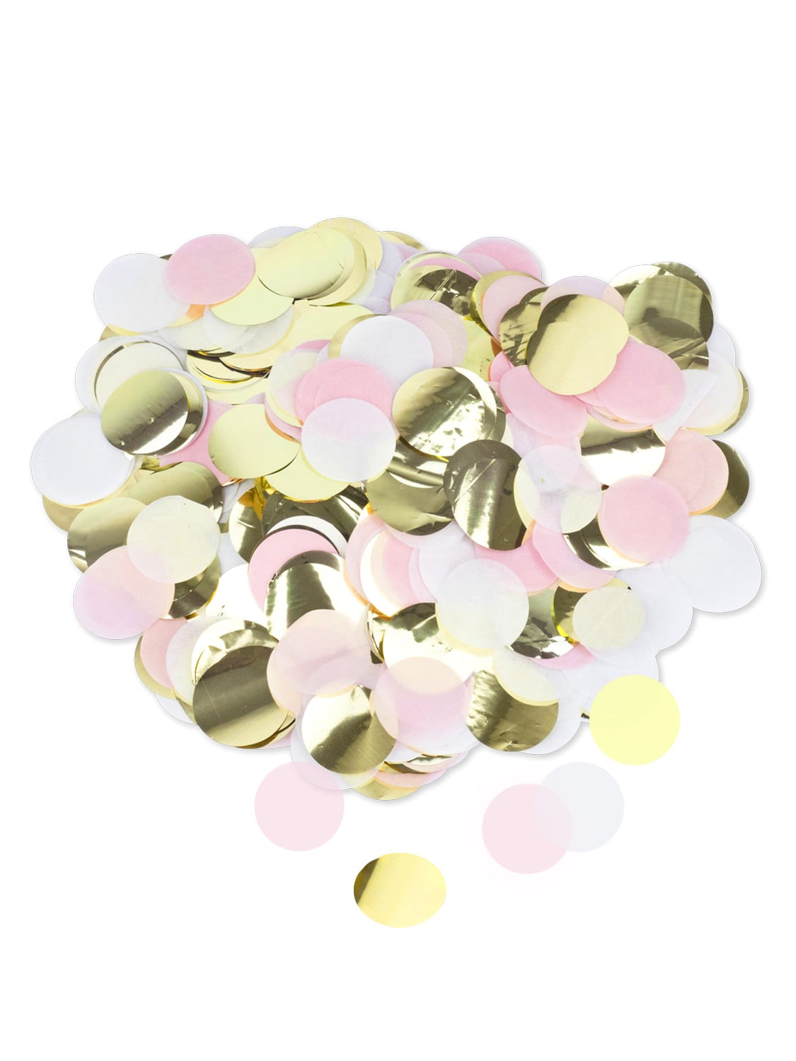 Confettis de papel para decoração de mesa cor de rosa branco e dourados